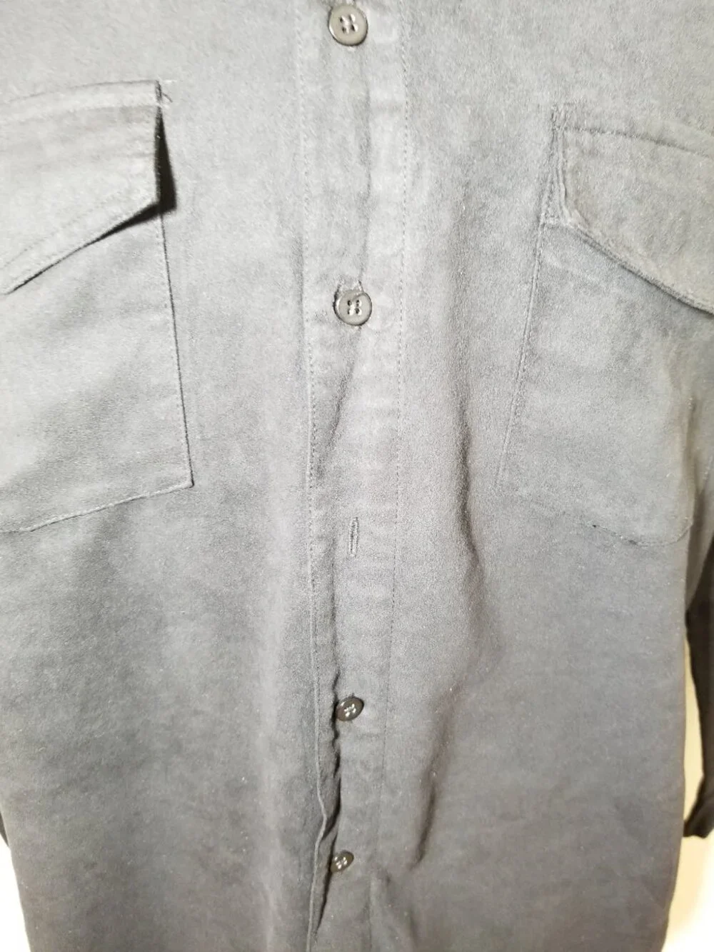 Bruno‎ Mens Medium Black Faux Suede Long Sleeve Button Up Street Western Retro